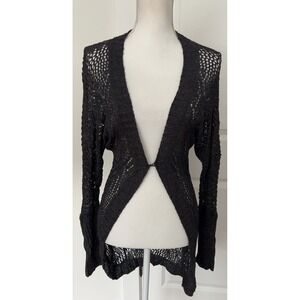 bebe shimmery black crochet cardigan hook closure SZ: XS